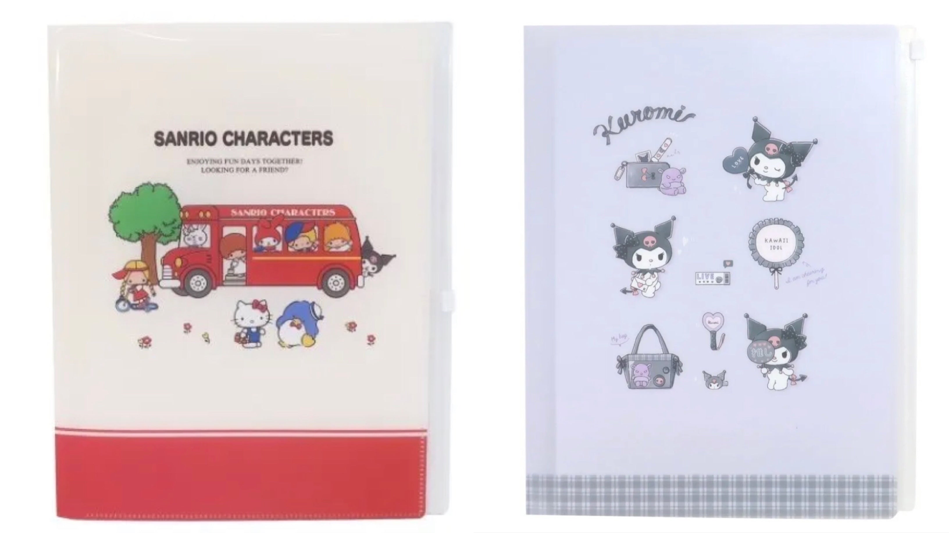 My Melody Plastic Folder with Pockets and Zipper, Clear File, A4 Size, Sanrio  Stationery