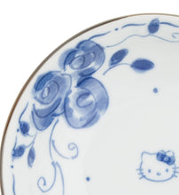 Load image into Gallery viewer, Sanrio Hello Kitty Blue Rose (Dyed).  3 Porcelain Dish 3 Bowls, 6-Piece Set (Comes in a Presentation Box)
