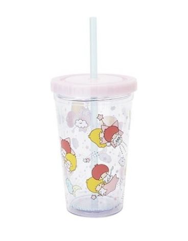 Little Twin Stars Plastic Cup with Straw (Vintage)