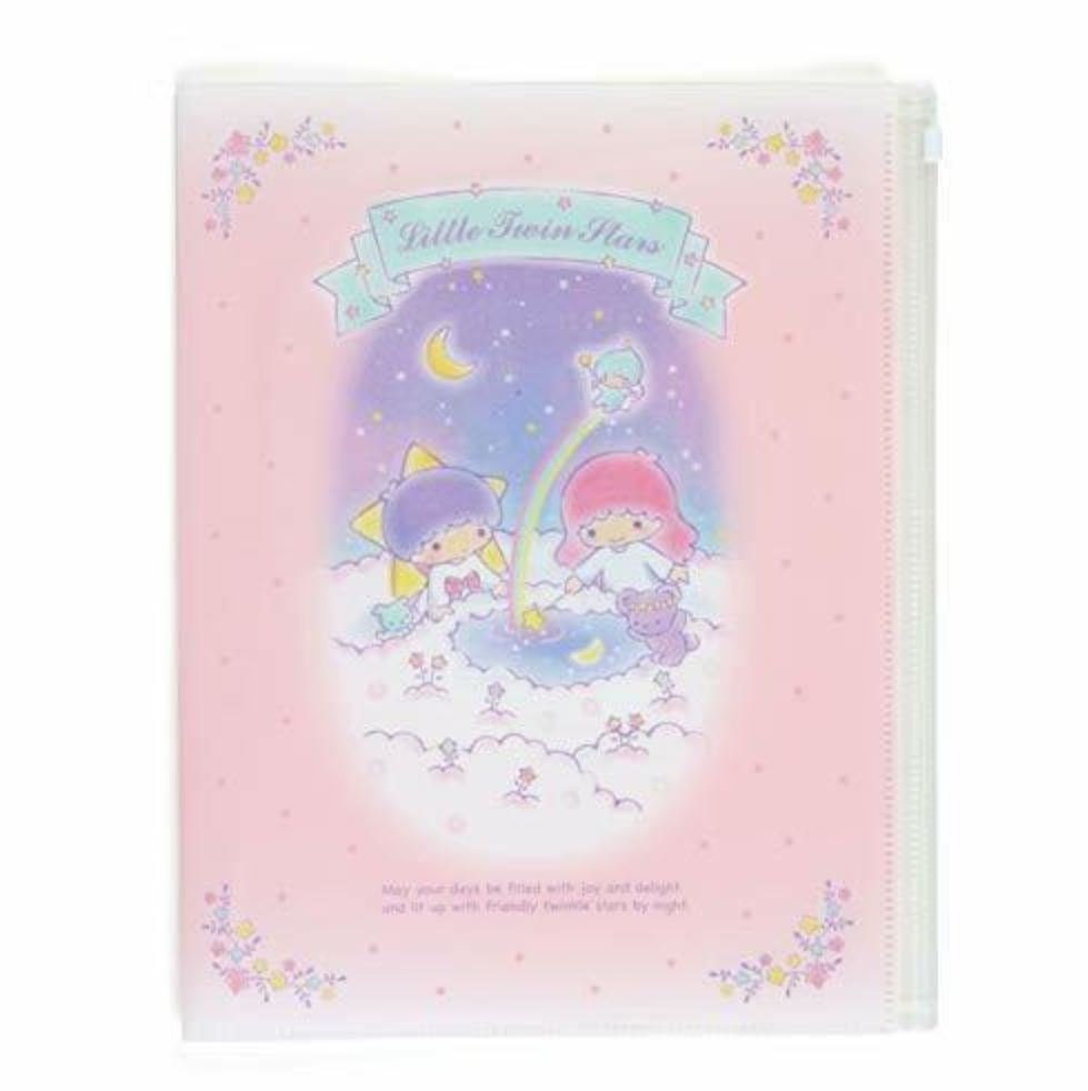 Little Twin Stars A4-Sized Plastic File Folder Zipper 6 Pocket File