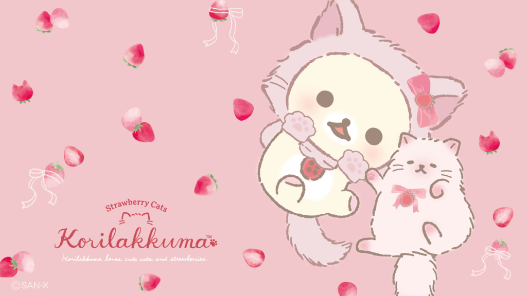 Korilakkuma Strawberry Cats - NyanNyan Figure Set San-X Rilakkuma