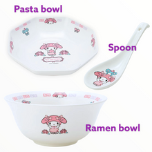 Load image into Gallery viewer, Sanrio My Melody / Hello Kitty Ceramic Set (Pasta Bowl, Ramen Bowl, Spoon)
