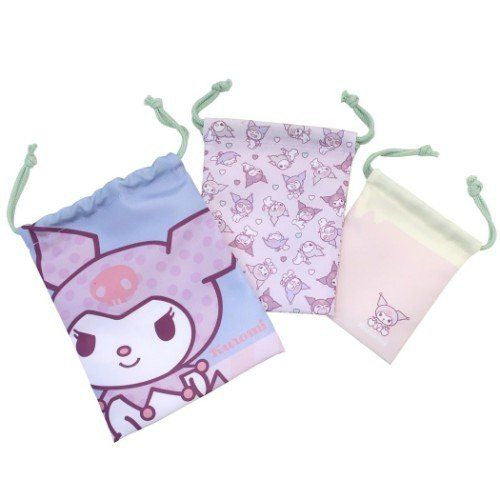 Kuromi Sanrio Kuromi 3x Kinchaku Pouch Set